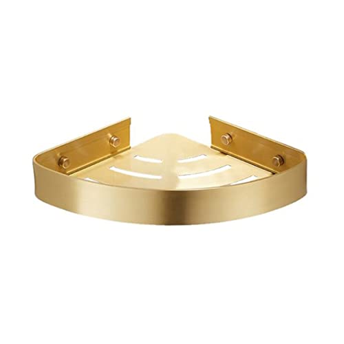 ZELNF Wandmontiertes Aluminium-Badezimmer-Seifenschale, Badewanne, Dusche, Eckregal, gebürstetes Gold, Bad-Shampoo-Aufbewahrungsregal (Color : 1tier Brushed Gold) von ZELNF