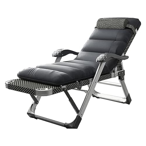ZEONIK Aluminium-Schwerkraftstühle, Dicker Lounge-Stuhl, für Zuhause, Terrasse, Liegestuhl, klappbare Chaiselongue mit verstellbarem Kissen und Sitzkissen von ZEONIK