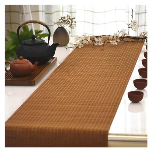 Natürliche Bambus-Sitzmatte, Tee-Esszimmer, heiße isolierte Unterlage, Tischläufer, japanischer Stil, gewebtes Tischset, Café-Restaurant-Dekoration, Untersetzer ( Color : Style 3 , Size : 120x40cm/47. von ZERVA