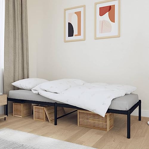 ZEYUAN Bettgestell Metall Schwarz 75x190 cm, Bettrahmen, Betten, Bed Frame, Gästebett, Schlafzimmerbett, Metallbett von ZEYUAN