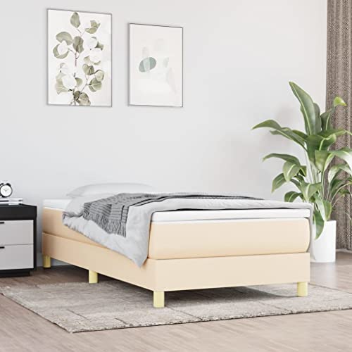 ZEYUAN Boxspringbett Creme 100x200 cm Stoff, Bett, Bettgestell, Jugendbett, Schlafzimmer Bett, Schlafzimmer Komplett, Bed Fram 3120595 von ZEYUAN