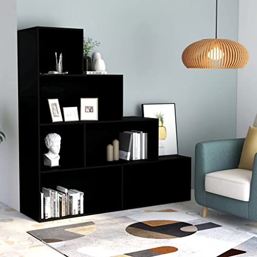 ZEYUAN Bücherregal/Raumteiler, Bookshelf, Regalbrett, Book Shelf, Bücher Regal, Deko Regal Wohnzimmer, Standregal, Schwarz 155 x 24 x 160 cm Spanplatte von ZEYUAN