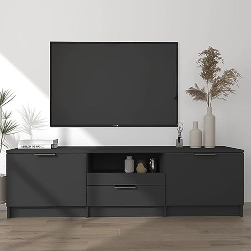 ZEYUAN TV-Schrank, TV Lowboard, TV Board, Fernsehtisch, Fernsehschrank, Wohnzimmer, TV Tisch, Fernseher Tisch, Fernsehkommode, Schwarz 140x35x40 cm Holzwerkstoff von ZEYUAN