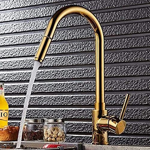 Küchenspüle-Wasserhahn, herausziehbare Sprühdüse, massiver Messing-Waschtischarmatur, Gold(Color:A338) von ZEZQSTDMV