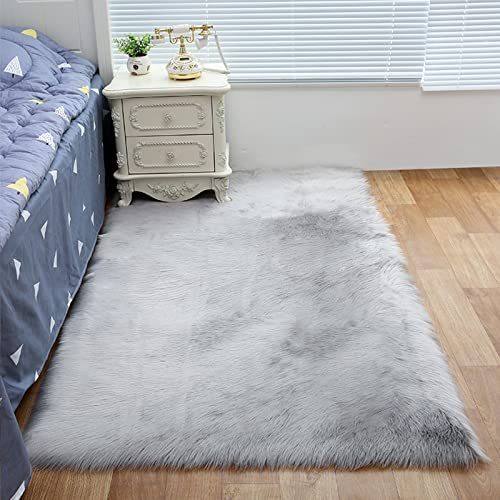 ZFHTAO Faux Schaffell Teppich Lammfell Weichem Modern kunstfell Fell Bettvorleger Teppich Boden Teppichboden-Dekor-Soft-Bett-Teppich Volle Größe - Grau 50x140cm von ZFHTAO