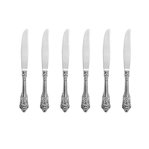 ZFQ Silber Besteck-Set Barock, Antik Look, aus 18/10 Edelstahl Spiegelpolierte, ideal für Haus, Küche, Restaurant, Hochzeit, Partys, Nachmittagstee, Dessertmesser 6-teiliges, Länge 21.2cm von ZFQ