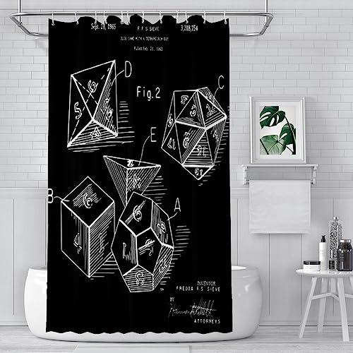 ZGDPBYF 1963 D20 Dice Blueprint Dnd Badezimmer Duschvorhänge Wasserdichte Trennwand Einzigartige Wohnkultur Badezimmerzubehör, wie abgebildet, 152 x 183 cm 60 x 72 Zoll von ZGDPBYF