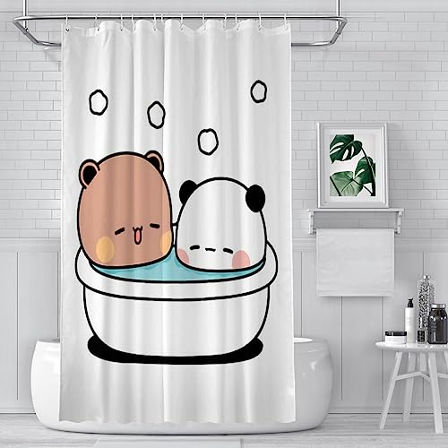 ZGDPBYF Bär und Panda Bad Badezimmer Duschvorhänge Bubu Dudu Cartoon Wasserdichte Trennwand Einzigartige Wohnkultur Badezimmer Zubehör, wie abgebildet, 178 x 213 cm 70 x 84 Zoll von ZGDPBYF