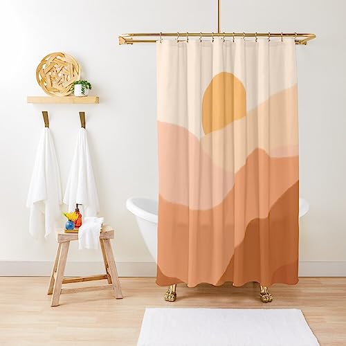 ZGDPBYF Duschvorhang Farbverlauf Landschaft Warm Sonnenuntergang Wasserdicht Duschvorhang Stoff Badezimmer Dekor Mit Haken 220W X 180H Cm von ZGDPBYF