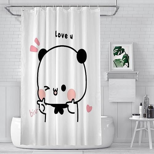 ZGDPBYF Fingerpistolen Liebe Badezimmer Duschvorhänge Bubu Dudu Cartoon Wasserdicht Trennvorhang Lustige Wohnkultur Zubehör, wie abgebildet, 183 x 183 cm 72 x 72 Zoll von ZGDPBYF