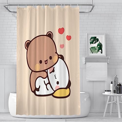 ZGDPBYF Hug Duschvorhänge Bubu Dudu Cartoon wasserdichter Stoff lustige Badezimmer-Dekoration mit Haken Wohnaccessoires, wie abgebildet, 183 x 203 cm von ZGDPBYF