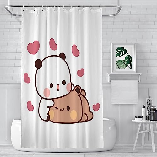 ZGDPBYF Hugs Love Badezimmer-Duschvorhänge, Bubu Dudu, Cartoon, wasserdicht, Trennwand, kreative Heimdekoration, Badezimmer-Zubehör, wie abgebildet, 152 x 183 cm von ZGDPBYF