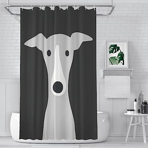 ZGDPBYF Lustige Tiere Windhund niedliche Duschvorhänge Hund wasserdichter Stoff kreative Badezimmerdekoration mit Haken Wohnaccessoires, wie abgebildet, 183 x 183 cm von ZGDPBYF