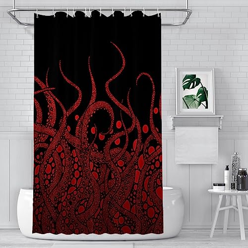 ZGDPBYF Rote Tentakel Badezimmer Duschvorhänge Cthulhu Mythos Wasserdichte Trennwand Einzigartige Wohnkultur Badezimmer Zubehör, wie abgebildet, 183 x 203 cm 72 x 80 Zoll von ZGDPBYF