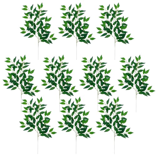 ZHDOKA 10 Stück Künstliche Grüne Stängel, Künstliche Grüne Glyzinienblätter, Sträuße, Gefälschte Banyanblätter, Büsche, Sträucher,(Glyzinienblätter – 22 Zoll) von ZHDOKA