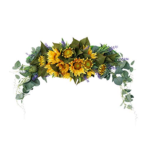 ZHDOKA 30 Zoll Hochzeitsbogen-Blumen, Künstliche Gelbe Sonnenblumen, Blumenbehang, Kunstgrün, Eukalyptusblätter, Bogengirlande, Dekorativer Blumenswag für Türsturz, Haustür,(Mehrfarben) von ZHDOKA