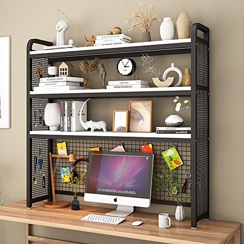 ZHOUYING Desktop-Bücherregal für Computertisch, 3-stufiger Mehrzweck-Stall-Organizer aus Holz für die Arbeitsplatte – Aufbewahrungsregale für Vorräte im Heimbüro von ZHOUYING