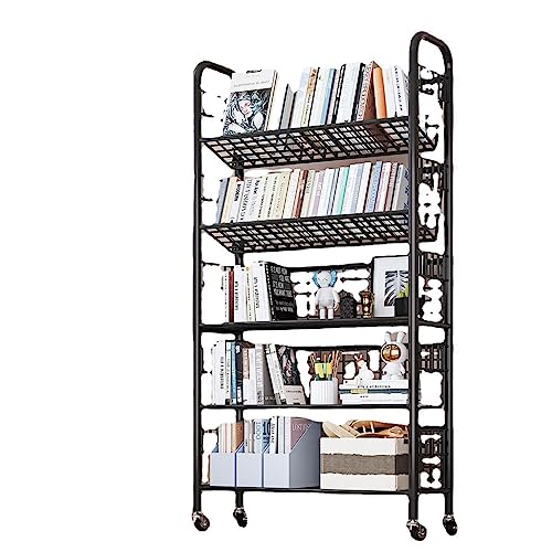 ZHOUYING Multifunktionales, bewegliches Bücherregal für den Haushalt mit 360°-Lenkrädern – ausziehbarer Rollwagen, Bücherregal für vielseitige Organisation von ZHOUYING