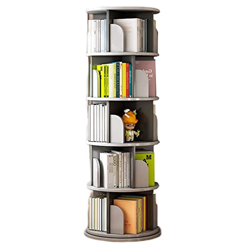 ZHOUYING Um 360 Grad drehbares Bücherregal mit 5 Regalen, multifunktionales drehbares Bücherregal für Schlafzimmer, Wohnzimmer und Heimbüro – platzsparende Aufbewahrungslösung von ZHOUYING