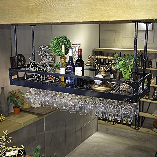 ZHSYXLB Weinflaschenhalter Wandmontiertes Weinregal, Höhen- und Breitenverstellbare Eisendecke Glasflaschenhalter Rustikale Display-Lagerregale mit Stemware-Regal für Unterschrank, Küche, Bar von ZHSYXLB