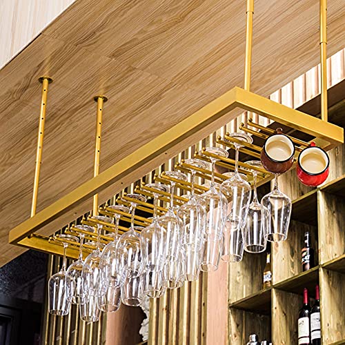 ZHSYXLB Weinregal Wandmontage – Deckenmontage Weinflaschenhalter zum Aufhängen, Weinflaschenhalter zum Aufhängen aus Metall, Regal, Sektglasregal, Bar, Heimdekoration, Gold von ZHSYXLB