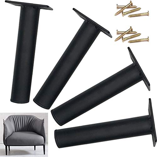 4er Set Metall-Möbelfüße Möbelbeine,Schwarze Sofa Beine,Küche Schrank Fusse,Ersatzfüße für Couchtisch,TV-Schrank,Schreibtisch, Frühstück Bar,Ottomane,Mit Schrauben,Last 800 kg,Runde Röhre(17cm) von ZHUOZ1T