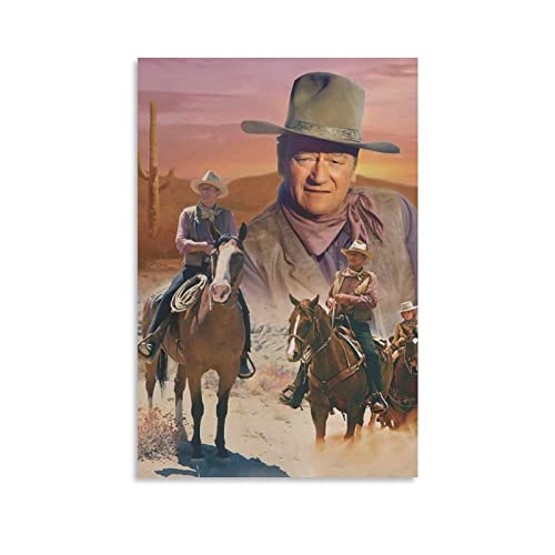 ZHUYING John Wayne Poster, Filmposter, Kunstposter, The Cowboy, Poster, Malerei, Leinwand, Wandkunst, Wohnzimmer, Poster, Gemälde, 40 x 60 cm von ZHUYING