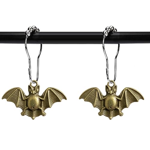 ZILucky Set von 12 Fledermaus-Duschvorhang-Haken Ringe Halloween Party Supplies Spukhaus Dekoration Edelstahl rostfrei (Bronze-Fledermaus) von ZILucky