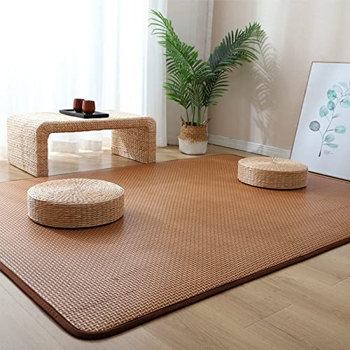 ZJFJMBD Japanische Tatami-Bodenmatte aus natürlichem Rattan, Faltbarer, Rutschfester Sommerteppich für Wohnzimmer und Schlafzimmer, atmungsaktive Spielmatte für den Innenbereich von ZJFJMBD