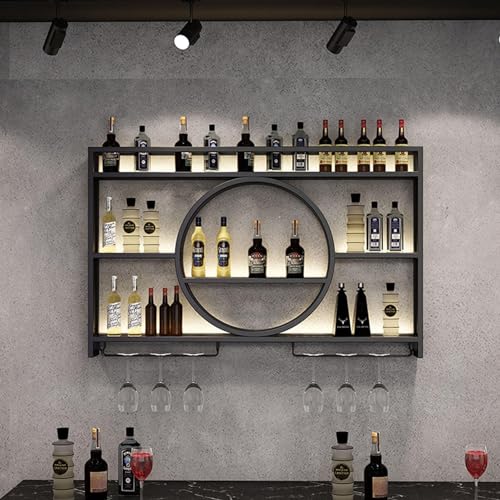 ZJFJMBD Weinflaschenregal aus Eisen mit Glashalter – Wandmontierte Weinregale, multifunktionales Präsentationsregal für die Dekoration von Heim-Restaurants von ZJFJMBD