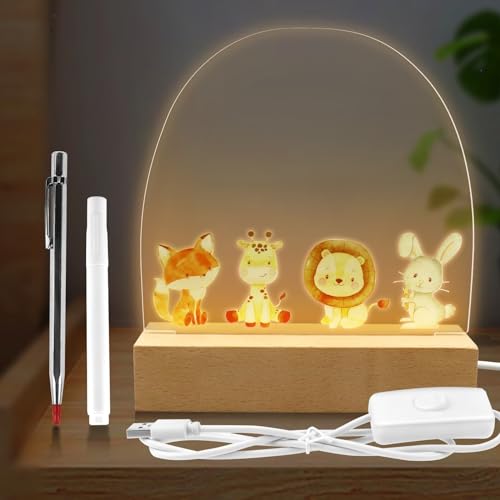 ZJRung Personalisiertes Nachtlicht Baby Personalisierte Geschenke Kinder LED Nachtlicht Taufe Kinder Taufgeschenke Jungen Mädchen Babygeschenk Tiere Nachttischlampe -Warmweiß von ZJRung