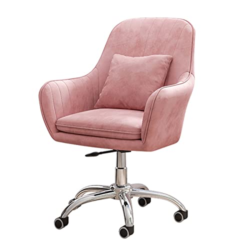 Home-Office-Schreibtischstuhl, Verstellbarer Drehstuhl, gepolsterter Stuhl mit Rollen und Armlehnen für Schlafzimmer, Klassenzimmer und Schminkzimmer (Pink) von ZJXDPBF