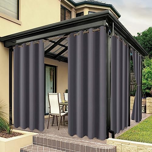 ZJXSNEH Outdoor-Vorhänge für Terrasse,Wasserdichter Voile-Vorhang für Pavillon,Veranda,Pergola,Ösen Oben,Fenstervorhänge,Gartendekoration Grau[1PC | 203.2cm x 190.5cm (W x L)] von ZJXSNEH