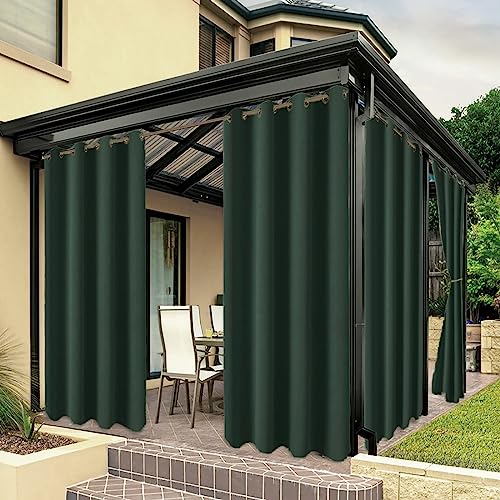 ZJXSNEH Outdoor-Vorhänge für Terrasse,Wasserdichter Voile-Vorhang für Pavillon,Veranda,Pergola,Ösen Oben,Fenstervorhänge,Gartendekoration Grün[1PC | 127cm x 190.5cm (W x L)] von ZJXSNEH