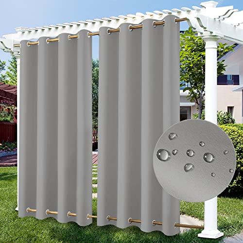 ZJXSNEH Wasserdichter Außenvorhang Blackout Patio Vorhänge Fenstervorhänge für Veranda Pergola Cabana Pavillon Grau(Breite x Hoch) B100cm x H150cm x 1PC von ZJXSNEH