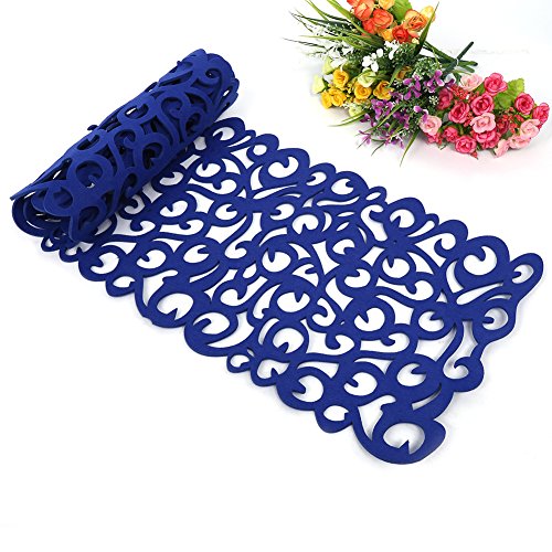 ZJchao Filz Tischläufer, Hohl-Blumenentwurf Tischband Tischdecke Tischmatten Tischunterlagen Untersetzer Table Runner als Accessoire für Ihr Esszimmer Dekoration, Abwaschbar, 100 x 30cm (Königsblau) von ZJchao