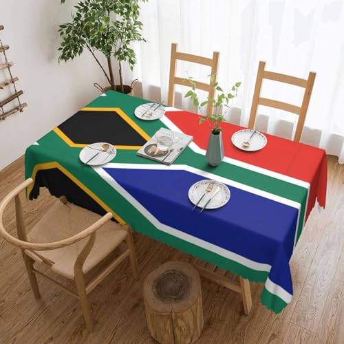 ZKDLOGK Rechteckige Tischdecke mit Südafrika-Flagge, auslaufsicher, Polyester, knitterfrei, waschbar, Tischdekoration, 137,2 x 182,9 cm, für Buffet-Partys und den Innenbereich von ZKDLOGK