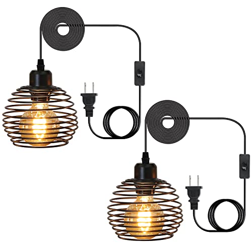 ZMH 2ER Pendelleuchte Vintage Hängelampe Industrial - Schwarz Pendellampe Esstisch mit Schalter Stecker E27 Retro Lampenfassung 1fla. Max.60W Hängeleuchte für Schlafzimmer Wohnzimmer Küche Restaurant ZMH 2ER Pendelleuchte Vintage Hängelampe Industrial - Schwarz Pendellampe Esstisch mit Schalter Stecker E27 Retro Lampenfassung 1fla. Max.60W Hängeleuchte für Schlafzimmer Wohnzimmer Küche Restaurant von ZMH