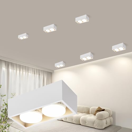 ZMH Aufbauspot LED Deckenspots - Aufbaustrahler Weiß Schwenkbar Modern Eckig Deckenstrahler mit 2 Flammig GX53 Spots Aufputz Deckenleuchte Warmweiß Aufbauleuchte für Flur Küche Wohnzimmer ZMH Aufbauspot LED Deckenspots - Aufbaustrahler Weiß Schwenkbar Modern Eckig Deckenstrahler mit 2 Flammig GX53 Spots Aufputz Deckenleuchte Warmweiß Aufbauleuchte für Flur Küche Wohnzimmer von ZMH