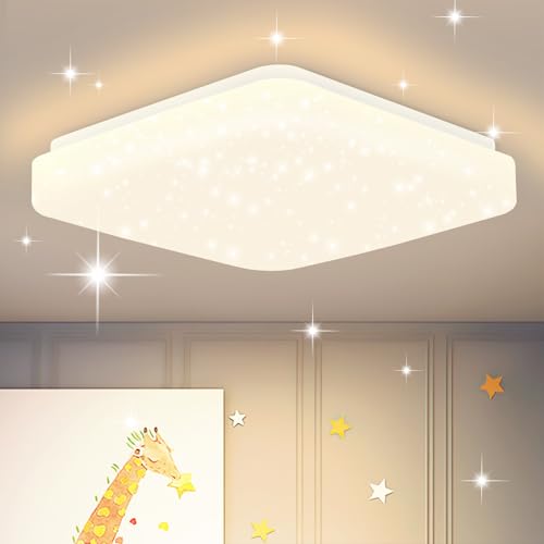 ZMH Deckenlampe LED Deckenleuchte Schlafzimmer - 15W Schlafzimmerlampe Sternenhimmel 21cm Küchenlampe Warmweiß Flurlampe Quadratisch Flur Deckenbeleuchtung Sternendekor für Küche Kinderzimmer Büro von ZMH