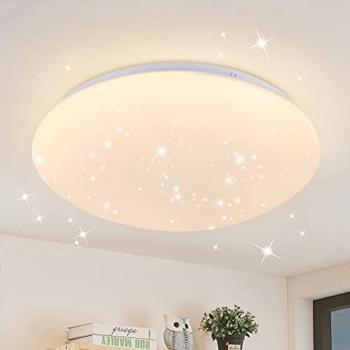 ZMH Deckenlampe LED Deckenleuchte Schlafzimmer - Ø30cm Schlafzimmerlampe Sternenhimmel Badlampe Warmweiß Rund Deckenbeleuchtung 18W Flurlampe IP44 für Kinderzimmer Küche Flur Badezimmer Wohnzimmer von ZMH