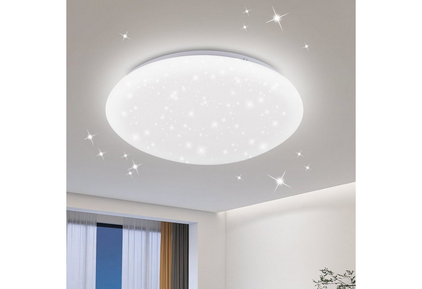 ZMH LED Deckenleuchte Ø25cm Schlafzimmerlampe Sternenhimmel 12W Schlafzimmer, Nicht dimmbar, LED fest integriert, 6000k, Rund Kinderzimmerlampe, für Küche Büro von ZMH