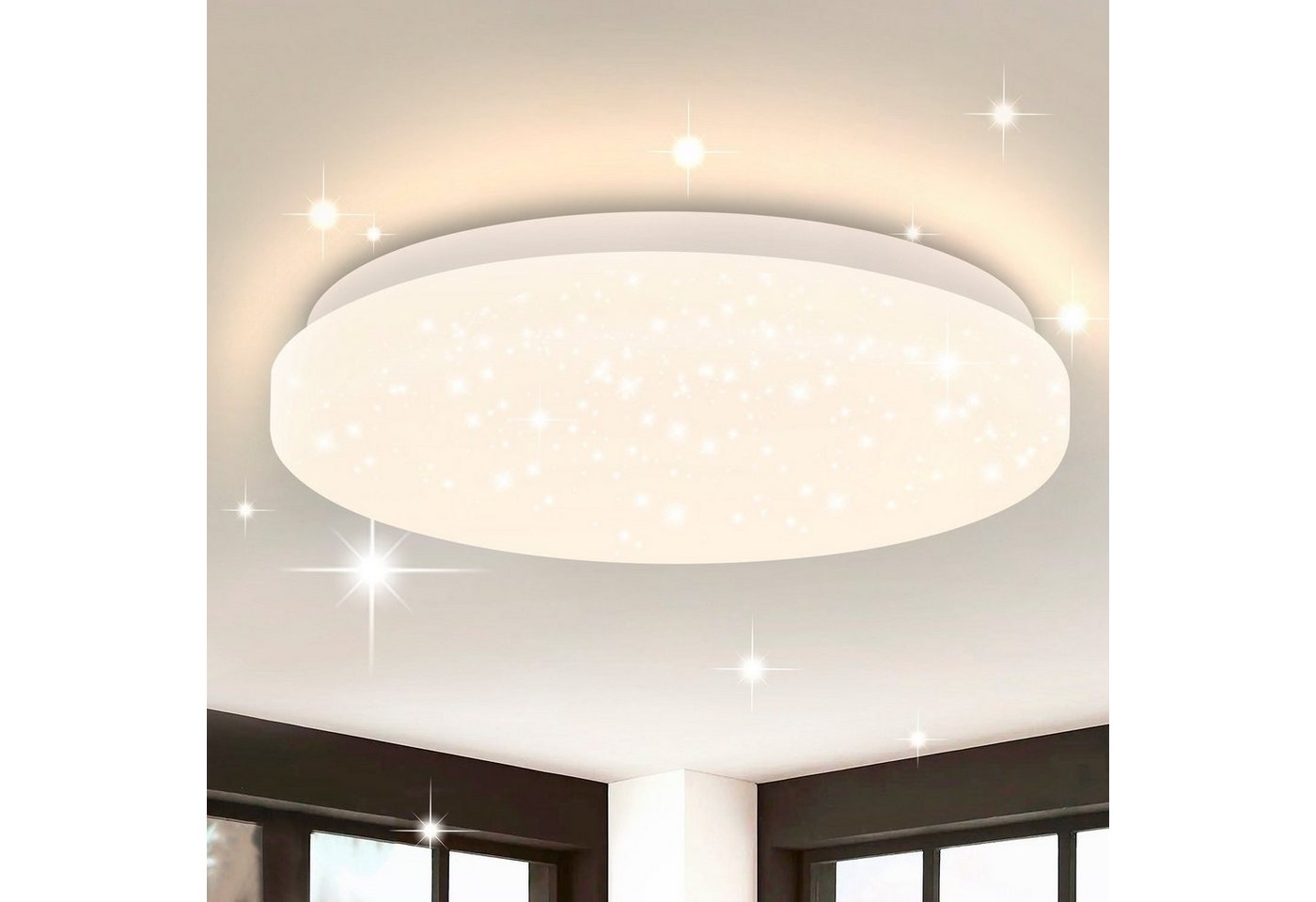 ZMH LED Deckenleuchte Modern Sternenhimmel Flurlampe klein flach Schlafzimmer Whonzimmer, Augenschutz, LED fest integriert, 3000K von ZMH