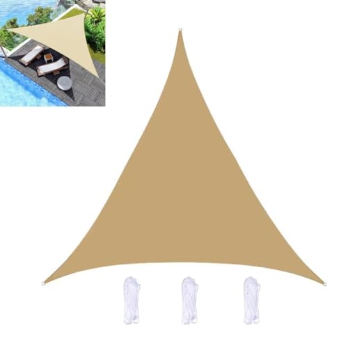 Sonnensegel Dreieck Wasserdicht 3x4x5m mit Befestigungs Kit PES Polyester, Sonnenschutz Wetterschutz Balkon Terrasse 90% UV-Schut Schattenspender Garten Balkon Terrass, Sand von ZOKT