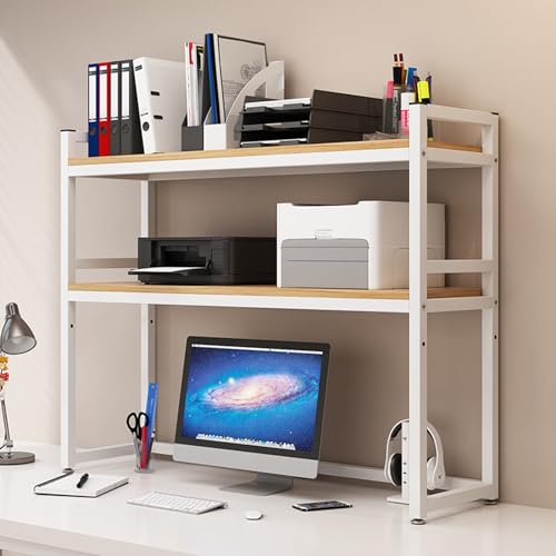 Bücherregal, 2-Stufiges Multifunktionales Leiter-Arbeitsplatten-Bücherregal, Verstellbares Schreibtisch-Bücherregal für die Büro-Heim-Schulbibliothek, Büro-Bücherregal(Color:Light walnut white,Size:10 von ZPRYZHD