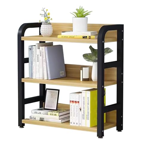 Kleines Bücherregal, Schreibtisch-Aufbewahrungsregal, Geeignet Für Den Schreibtisch Im Wohnheim, Bietet Platz Für Bücher Und Zeitschriften, Eck-Bücherregal, Mini-Bücherregal(Black light walnut,70x20x6 von ZPRYZHD