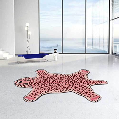 ZQYMM Teppich Mit Leoparden Druck, Kunstfell Haut Teppich, Tierdruck Teppich rutschfest Fußmatte Für Wohnzimmer Schlafzimmer Kinderzimmer, Dschungel-Themenzimmer, Spielzimmer,Pink Leopard,40 * 60CM von ZQYMM