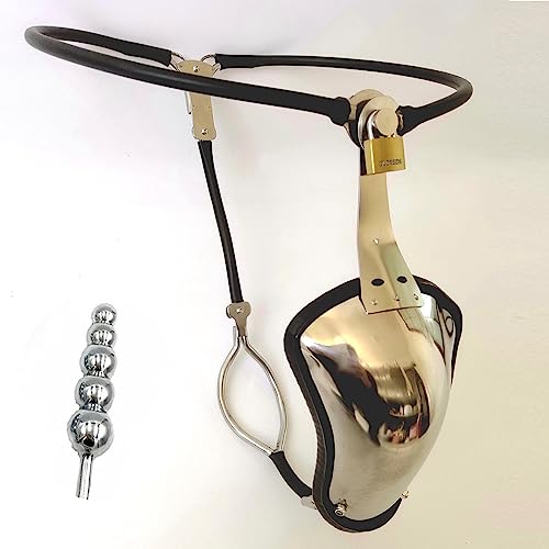 Edelstahl Keuschheitskäfig Herren Extrem Bondage Peniskäfig mit Metall Abnehmbar Analplug Sklave Chastity Belt Male BDSM Abstinenz Keuschheitsgürtel Fetisch Sexspielzeug, 100cm-110cm,A von ZRJAENW