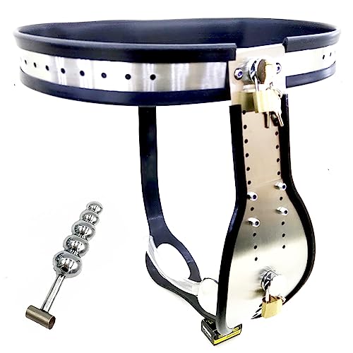 Keuschheitsgürtel für Herren Chastity Cage mit Metall Analplug Chastity Belt Einstellbar Keuschheitskäfig Extrem Bondage Peniskäfig BDSM Abstinenz Cock Cage Fetisch Sexspielzeug,100cm-110cm von ZRJAENW