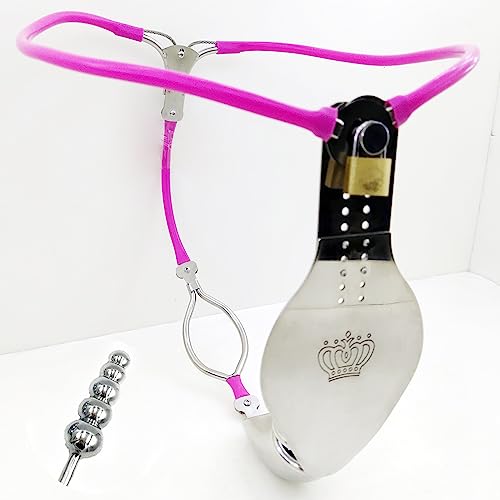 Keuschheitskäfig Herren Extrem Bondage Edelstahl Peniskäfig Einstellbar Chastity Belt Male Unsichtbares Höschen Keuschheitsgürtel mit Analplug SM Sexspielzeug Sklave Set, 100cm-110cm, B von ZRJAENW